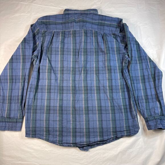 Carhartt Loose Fit Plaid Button Front Shirt Blue Green Cotton Long Sleeve M - Picture 9 of 9